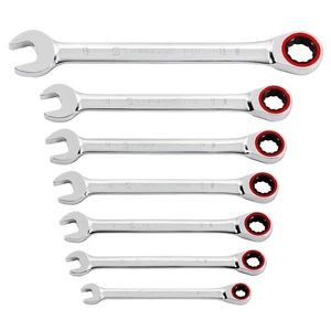 Powerbuilt 7 Piece Metric 100 Tooth Ratcheting Combination Wrench Set - 642762 - Picture 1 of 6