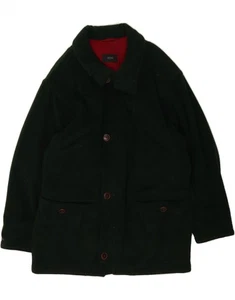 HUGO BOSS Mens Overcoat UK 42 XL Green Cashmere BI11 - Picture 1 of 3