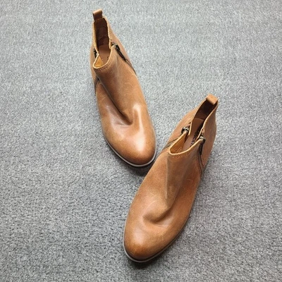 Botas al tobillo de cuero Lucky Brand Basel tostadas cremallera lateral tacón bloque para mujer 6,5 Foto 1 de 4