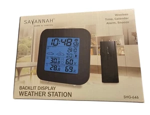 Wireless Weather Station By Savannah Backlit Display 4 Weather Time Alarm  - Picture 1 of 8