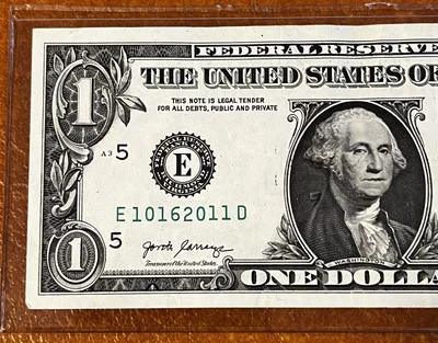 $1 ONE DOLLAR BILL Birthday Note 10-16-2011 Anniversary October 16th - Fancy # - Image 1 of 4