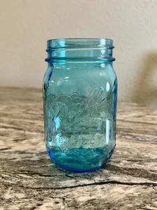 Vintage Blue Perfect Mason Ball Jar Pint Size #5 Wide Mouth Storage SBX - Picture 1 of 12