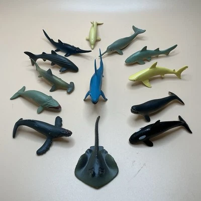 SHARKS! Whales, Rays, Dolphins. Lot of 13, 2 Inch Sea Creatures - Image 1 of 4