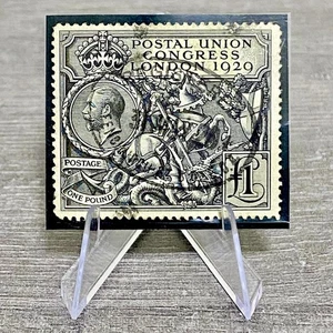 GB George V 1929 £1 schwarz PUC unmontiert fast neuwertig Briefmarke zentriert ovaler Poststempel SG438 - Bild 1 von 4