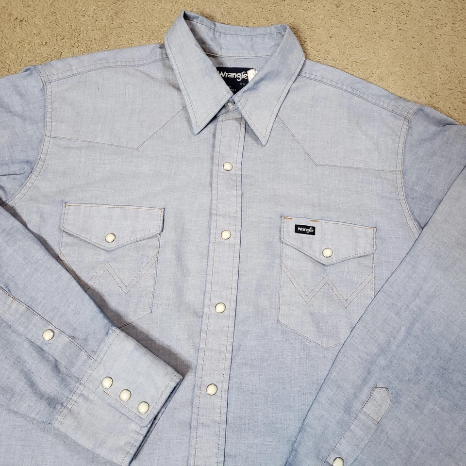 Camisa a Presión Vintage Wrangler Western Pearl XL 17.5/36 X-Long Tails Vaquero Años 90’s Foto 1 de 4