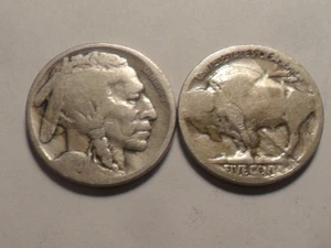 1920-P 1923-S "MINT-MADE" LAM "STRIKE-THROUGH" BUFFALO NICKEL 2 PC ERROR SET! - Picture 1 of 5