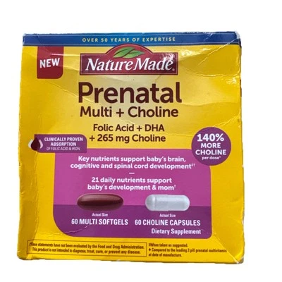 NatureMade Prental Multi+Colina con Ácido Fólico+DHA+ 265mg Colina 140 Total 08/25 Foto 1 de 4