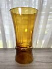 Antique Late Neoclassical Fluted Column Amber Glass Vase- Hand blown