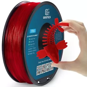 Geeetech Transparent Red Flexible TPU Filament 95A 1.75mm 1kg For FDM 3D Printe - Picture 1 of 13