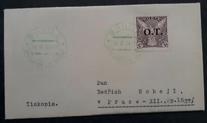 1934 Czechoslovakia Pre-FDC ties 10H Stamp cd Brno to Prague  - Picture 1 of 2