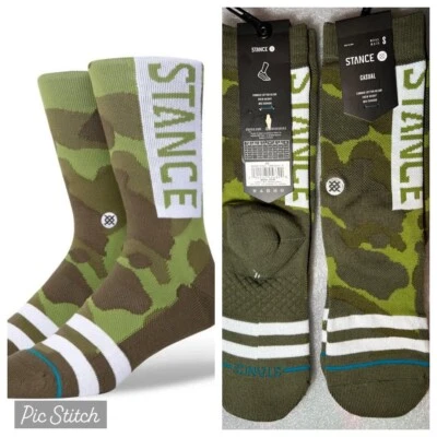 NUEVO CON ETIQUETAS 2 pares de calcetines unisex Stance Crew pequeños para mujer 5-7,5 para hombre 3-5,5 camuflados Foto 1 de 3