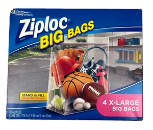 Ziploc Big Bag 4 Stück XL 10 Gallonen 2'x20" Doppelreißverschluss stabiler Griff Reißverschluss - Bild 1 von 6