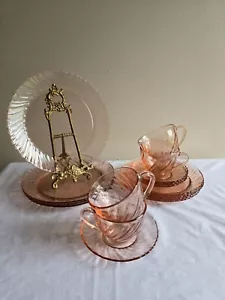 VTG 16pc Dinnerware Set Glass Vaisselle Rosaline Pink Arcoroc France Hostess Set - Picture 1 of 11