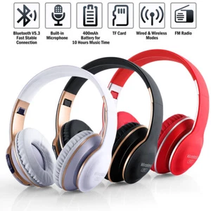 Wireless Bluetooth 5.0 Headphones Over-Ear Headset FM Radio MIC Foldable TF Card - Picture 1 of 58