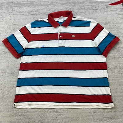 Lacoste Polo Shirt 3XL XXXL Size 9 Blue Red White Crocodile Outdoors Preppy 90s - Image 1 of 4