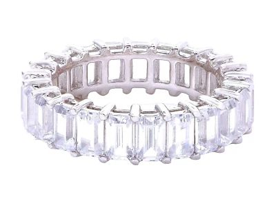 Banda de eternidad Diamonique corte esmeralda 5,75 quilates. Anillo de plata de ley - talla 9 nuevo en caja 🎁 Foto 1 de 4