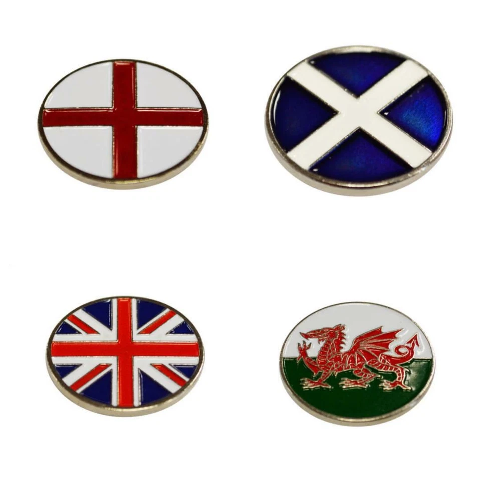 ASBRI EMAILLE NATIONALFLAGGE GOLFBALLMARKER. WALES ENGLAND SCHOTTLAND UK