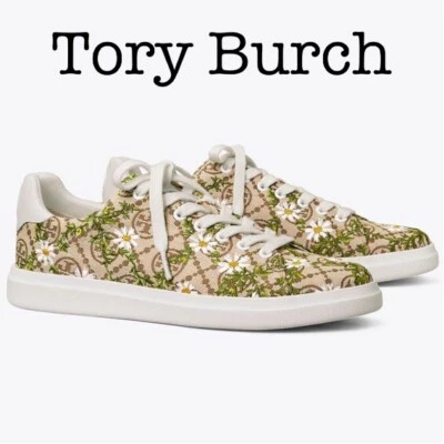 Novo Tênis Tory Burch Howell Court T Monograma Bordado Floral Tamanho 5 - Imagem 1 de 4