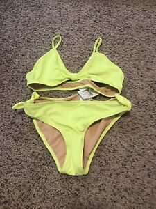 NWT J Crew Crewcuts Neon Yellow Swimsuit Bikini Set Size Girls 16