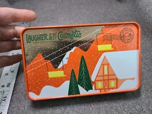 Laughter is the Best Cosmetic Happy Holidays Empty Postcard Tin w/Stickers - Picture 1 of 4