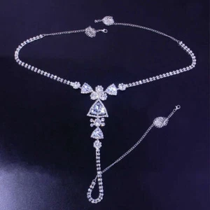 Hot New Body Chain Jewelry Bra Thong Set Tassel Sexy Rhinestone Bikini Crystal - Picture 1 of 11