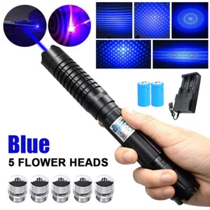 High Power Blue Laser Pointer Pen Torch Adjustable Visible Beam Dot Light 8000m - Picture 1 of 12