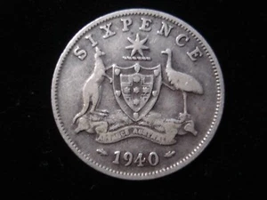 Australian 1940 Sixpence Sterling Silver Coin KGVI Birthday Gift Antique - Bild 1 von 2