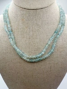 14k gold filled double layered natural aquamarine beaded Necklace 18” - Picture 1 of 6