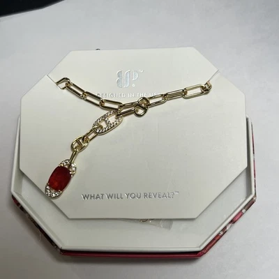 Bomb Party July  2025  Dazzling Heartfelt Desire Lab Ruby Necklace Gold Plated - Image 1 of 4