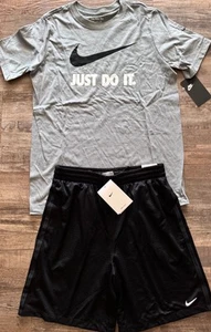 NWT Nike Boys YXL Gray/Black/White JUST DO IT Mini Mesh Shorts Set XL - Picture 1 of 4