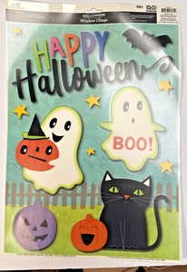 1 Foglio di Happy Halloween Finestra Attacchi Decorazione Fantasmi Gatto Nero - Foto 1 di 1
