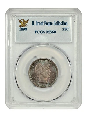 1898 25C PCGS MS68 ex: D. Brent Pogue - Barber Quarter - Image 1 of 4