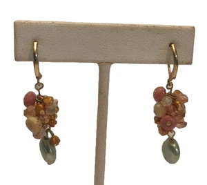 Vintage Blue Pearl Sea Colors Fashion Lever Back Earrings Pair Jewelry Natural - Picture 1 of 3