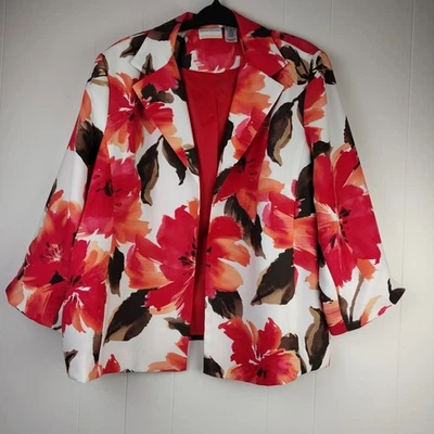 Chaqueta Blazer Alfred Dunner Floral Mujer Mangas 3/4 Frente Abierto Talla 20W Foto 1 de 4