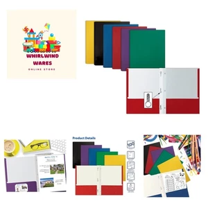Letter Size Paper Portfolios, Case of 100, Assorted Primary Colors, with Fast... - Picture 1 of 7