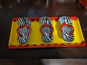 Mainstreet Collection Flip Flops Dipschalen handbemalt mit Servierplatte - Bild 1 von 7