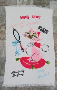Vintage Atlantic City New Jersey Towel 54" x 33" Travel Souvenir Spanish English - Picture 1 of 13