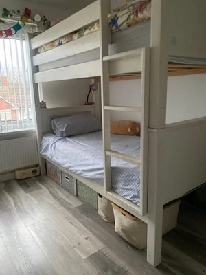 White Heavy Duty Pine Bunk Bed Frame Single - Image 1 of 4