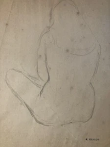Beautiful Drawing Original Nicolas Poliakoff Nude Woman Cubism Pencil 1950 Old - Picture 1 of 7