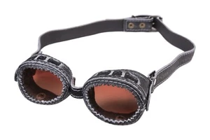 Vintage Handmade Leather Biker, Aviator, Steampunk Gray Goggles Eyeglasses - Picture 1 of 8