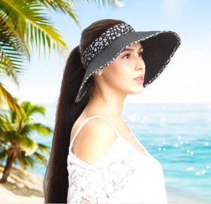 Sonnenhut mit breiter Krempe Sommer Schirmmütze Damen Strandhüte verstellbar UV-Schutz Kappe USA - Bild 1 von 9