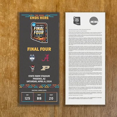 Boleto físico personalizable 2024 Final Four Phoenix AZ réplica cualquier asiento Foto 1 de 3