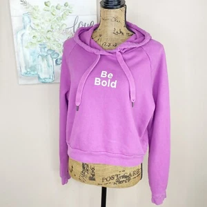 Aeropostale Hoodie Womens Medium Purple Berry Cropped Be Bold Graphic Pullover - Picture 1 of 11