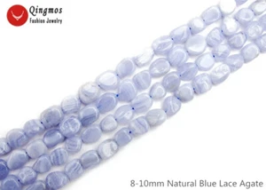 Cuentas de piedra de ágata de encaje azul barroco natural de 8-10 mm para hacer joyas hágalo usted mismo 15"  - Imagen 1 de 6