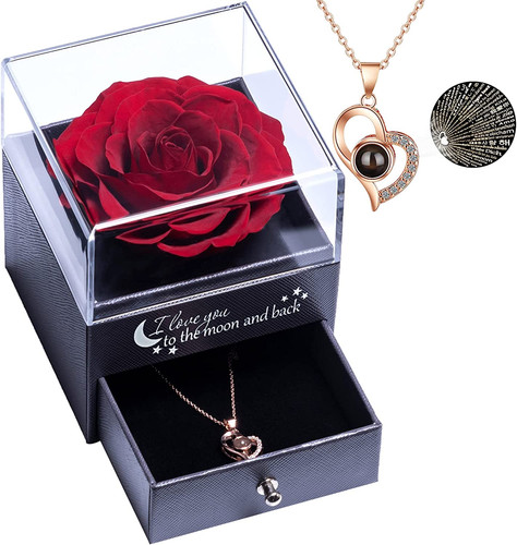 Vera Rosa Eterna Con Ti Amo Confezione Regalo Collana per San Valentino Festa De