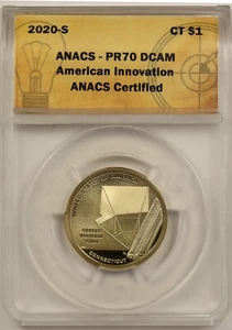 2020-S American Innovation Connecticut Dollar $1 ANACS PR 70 DCAM - Picture 1 of 4