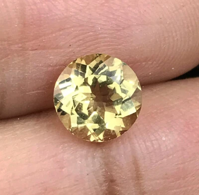 1.36cts 7mm Round Ravishing Color Natural Golden Yellow Beryl Loose Gemstone - Image 1 of 3