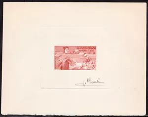 Laos 1957 SC. 37, 3K Signed Artist Die Proof in red, Rice Harvesting - Picture 1 of 1