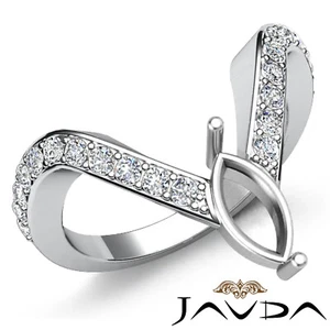 Anillo de compromiso de moda de diamantes con vástago en V micro pavé semi montaje marquesa 0,35 quilates - Imagen 1 de 24