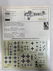 NEU Vintage Blue Rider BR203 Fokker Dr.I Militär Modellflugzeug 1/72 Aufkleber (AZJ3) - Bild 1 von 3